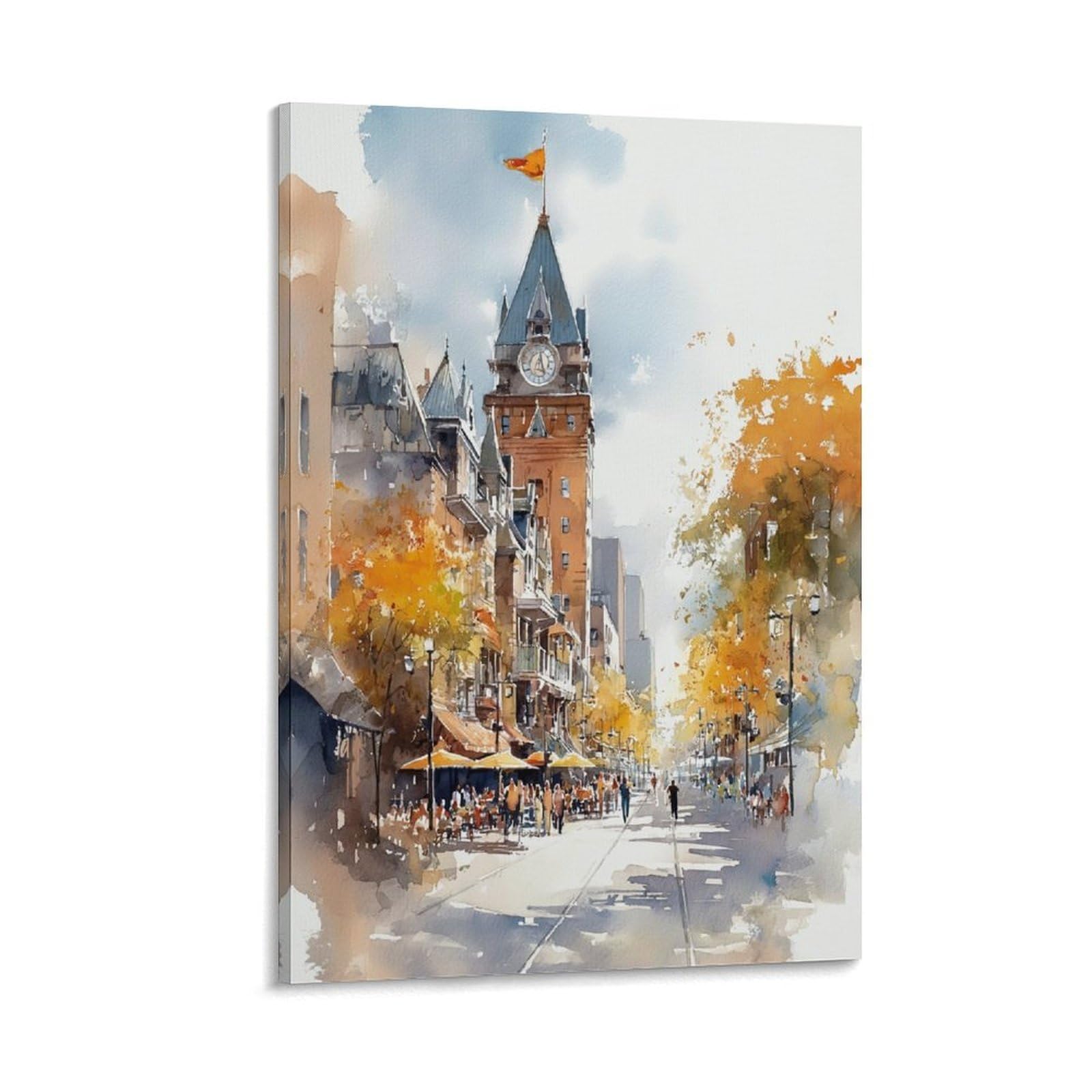 XWYMXZ Montreal Quebec 20x30inch(50x75cm) Vintage Travel Poster Watercolor Canvas Art