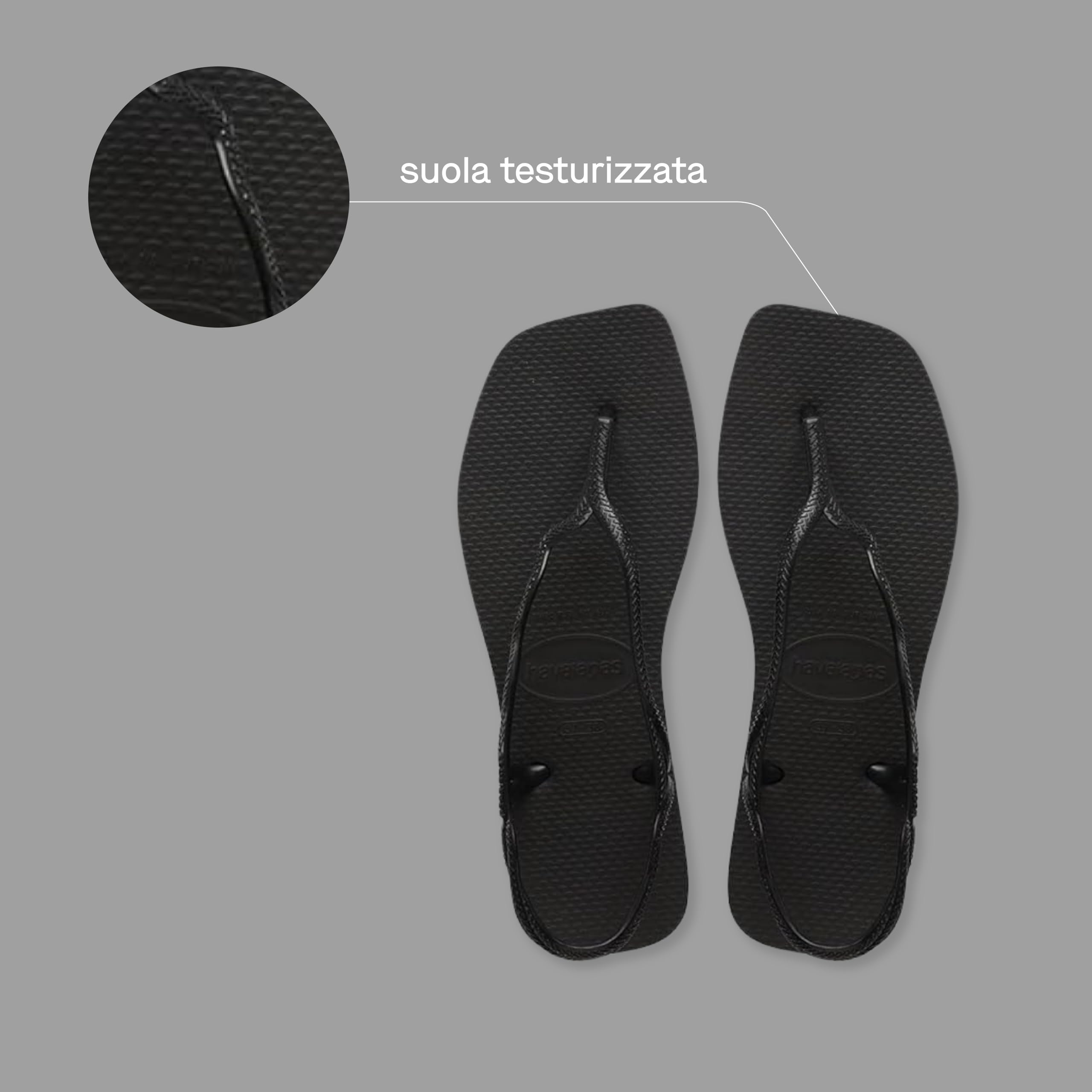 Havaianas - Soleil, Sandali A T Da Donna Eleganti, Resistenti E Confortevoli, Chiusura Posteriore, Cinghie Ondulate E Suola Con Bordi Squadrati
