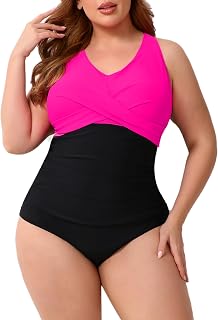 Plus Size One Piece Swimsuit Twist Front Retro Bathing Suit