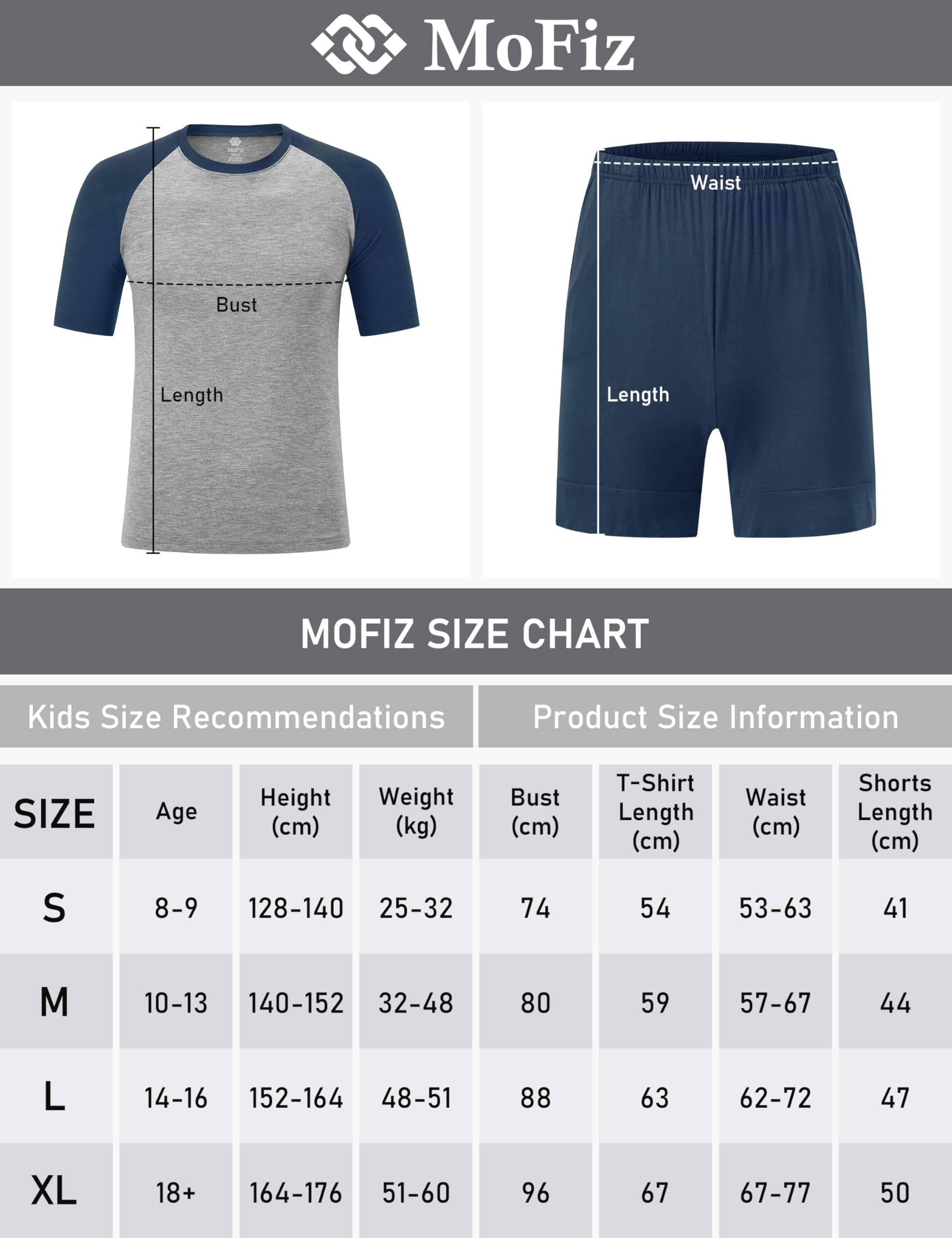 MoFiz Pijama Niños Suave Verano Conjunto de Dos Piezas Camiseta y Pantalones Cortos con Bolsillos Ropa de Dormir 8-18 Años