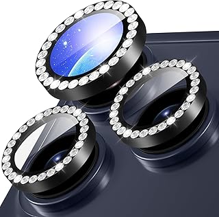 حماية الكاميرا لجهاز iPhone 17 Pro/17 Pro Max، غشاء واقي لعدسة الكاميرا، زجاج مقوى عالي الدقة من الألماس + حلقة من الألومنيوم لحماية الكاميرا، واقي للكاميرا (اسود)