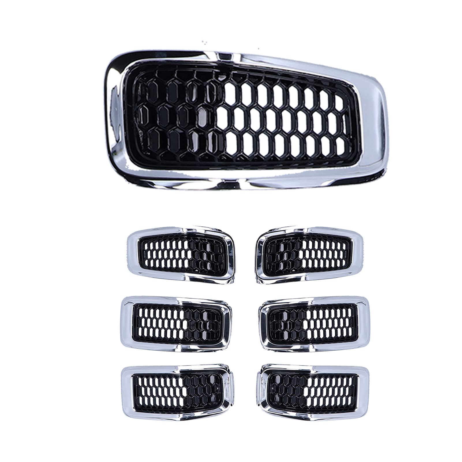 Generic Inserti per Griglia Anteriore, Rivestimento in Rete Elegante e Resistente, Adatto per Cherokee 2014-2018, 7 Pezzi per un Aspetto Elegante, Adatto per gli Appassionati di Auto (cornice