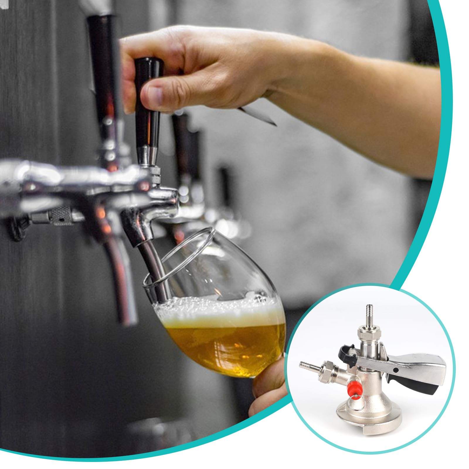 CPROSP Acoplador de Barril de Cerveza Tipo S, Dispensador Cerveza Barril Rosca G5/8, Acero Inoxidable 304 y Latón