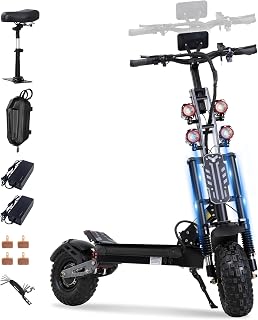 Electric Scooter Adult, 7000W Motor, 60V 33Ah Battery, 55 mph, Max 65 Miles Range, Hydraulic Suspension, Hydraulic Brakes, 13"All Terrain Tires, Adjustable Handlebar Height, Folding EScooter with Seat