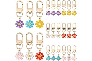 PH PandaHall 24PCS Flower Keychains Daisy & Enameled Charms Aesthetic Keychain for Women