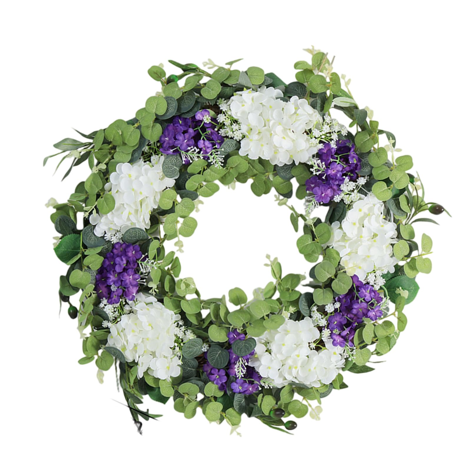 LUCKGONI Artificial Violets Wreath For Door Decors Spring Home Decoration Floral Hanging Ornament 50cm Seasonal Door Garlands