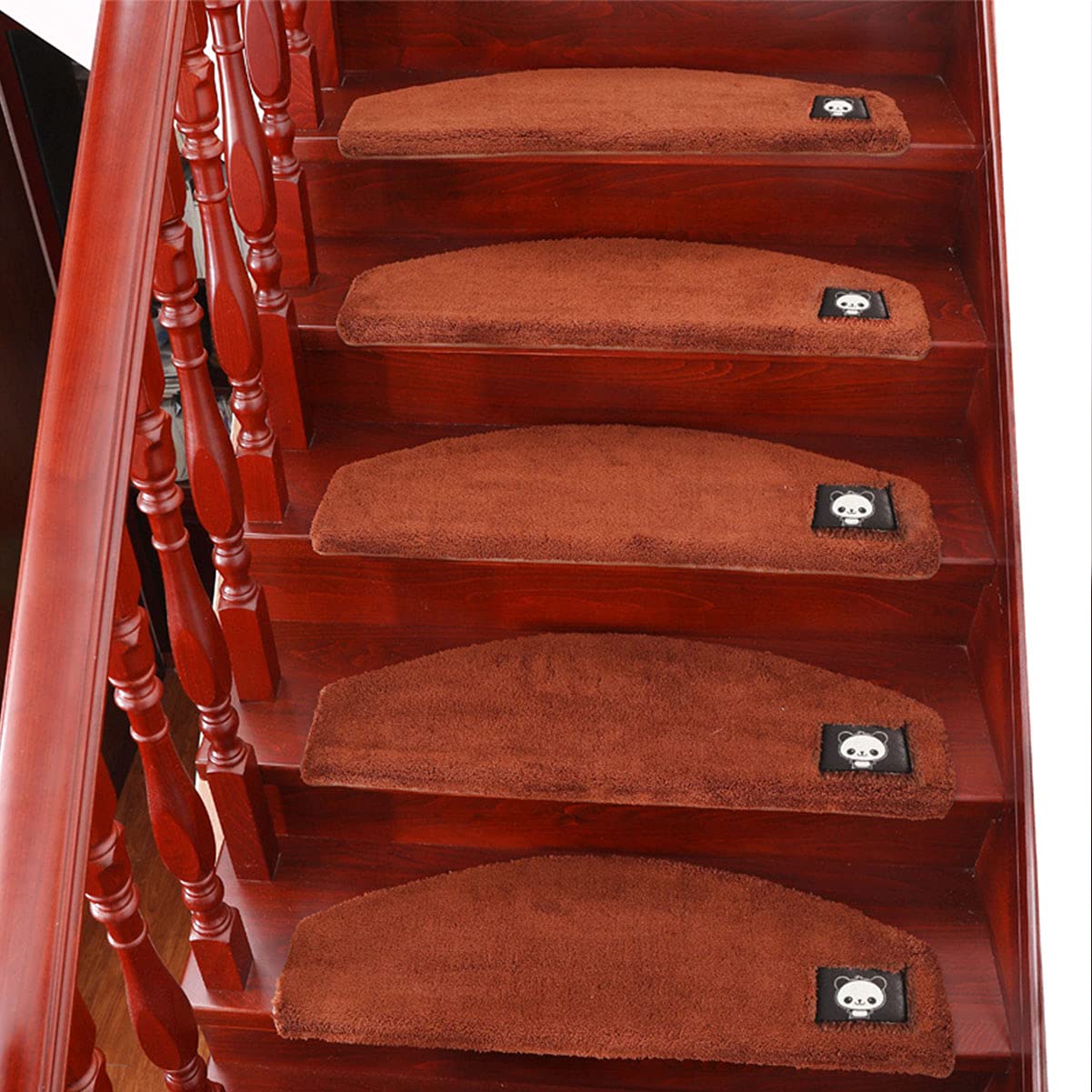Treppenstufenmatten, hautfreundliches Material, rutschfeste Treppenläufer aus Gummi für den Innenbereich, waschbarer, Rutschfester Bullnose-Teppich für Treppen, 3 Stück, 75 x 24 x 3 cm