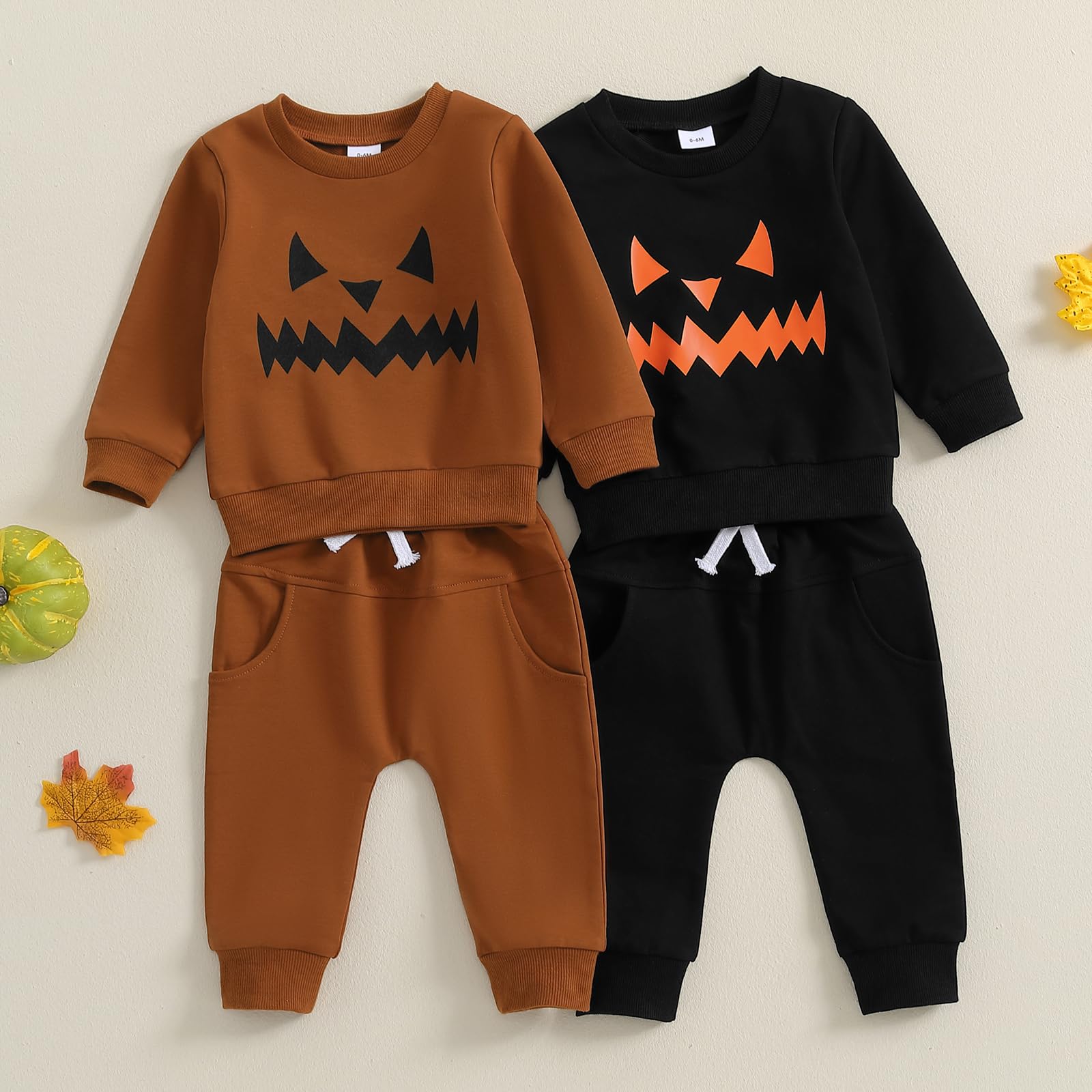 Ropa de Halloween para bebés y niños con camisas y pantalones divertidos en forma de calabaza, ropa de otoño para niños de 6, 12, 18, 24 meses, 2 años