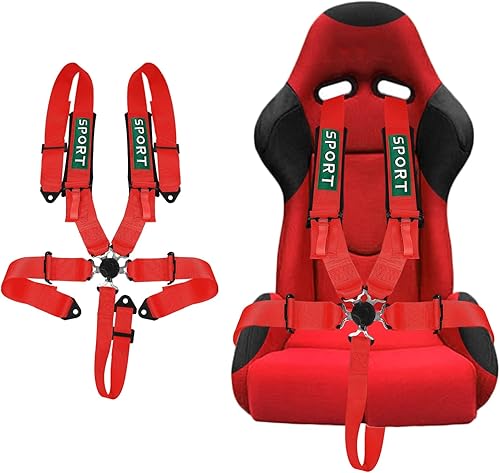 Miniatura 8 de BESTZHEYU Juego de arnés de seguridad de 5 puntos amarillo con almohadillas de hombro ultra cómodas, resistentes, universales, de poliéster, para