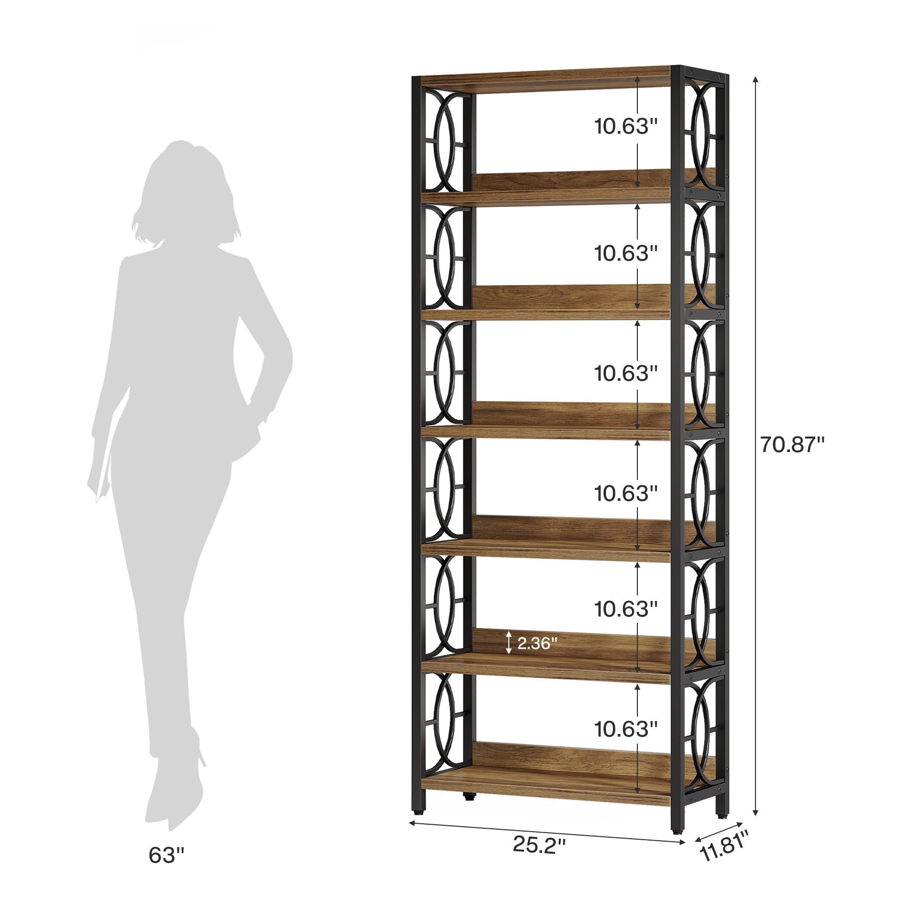 Tribesigns Soporte para plantas de madera, 6 niveles, 180 cm de alto, soporte para plantas industriales, resistente estante de exhibición independiente para interiores, balcón, jardín (marrón rústico