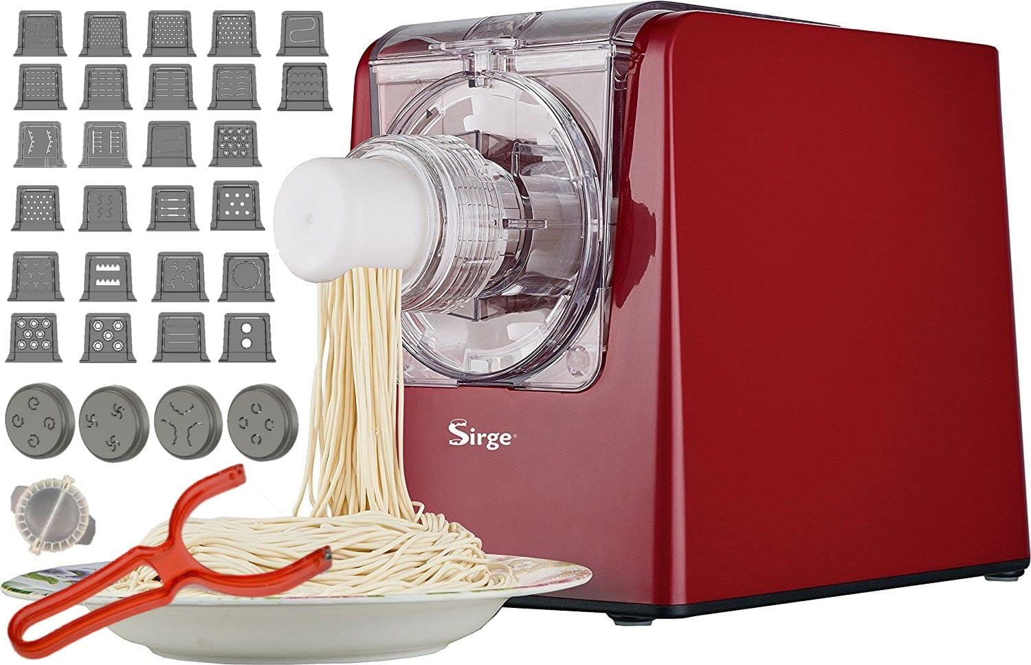 SirgePASTAMAG30 Pasta Machine 300 W – 30 Dough Cutters – Up to 900 g Pasta – Vertical and Horizontal Extrusion – Including Accessories for Free Dumpling