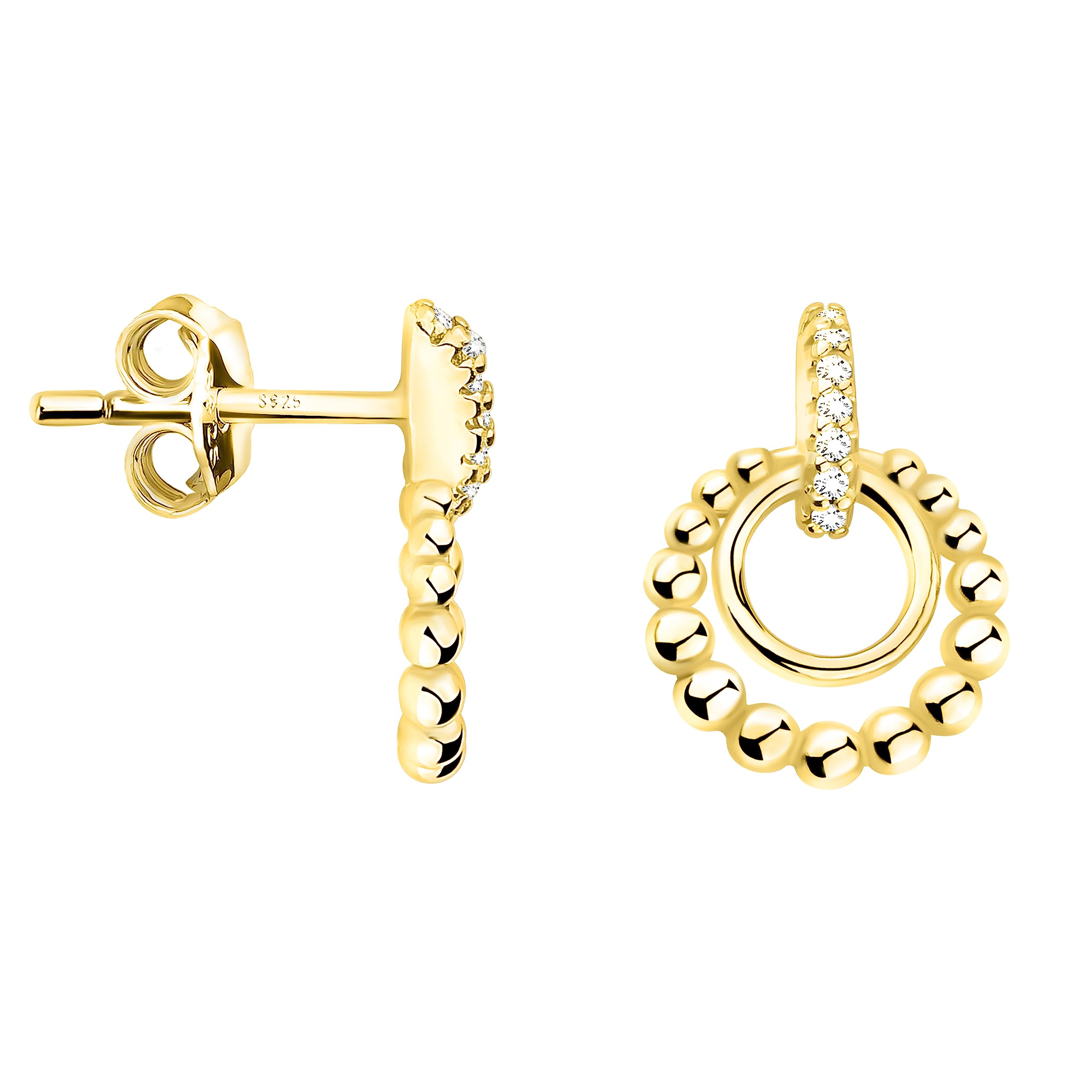 SOFIA MILANI - Damen Ohrringe 925 Silber - mit Zirkonia Steinen - Kreis Stab Ohrstecker