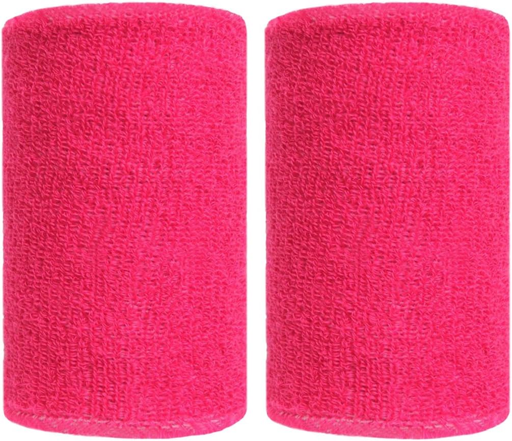 BBOLIVE 4' Inch Wrist Sweatband in 17 Different Neon Colors - Athletic Cotton Terry Cloth - Great for All Outdoor Activity(1 Pair) (Aqua Green) : Everything Else