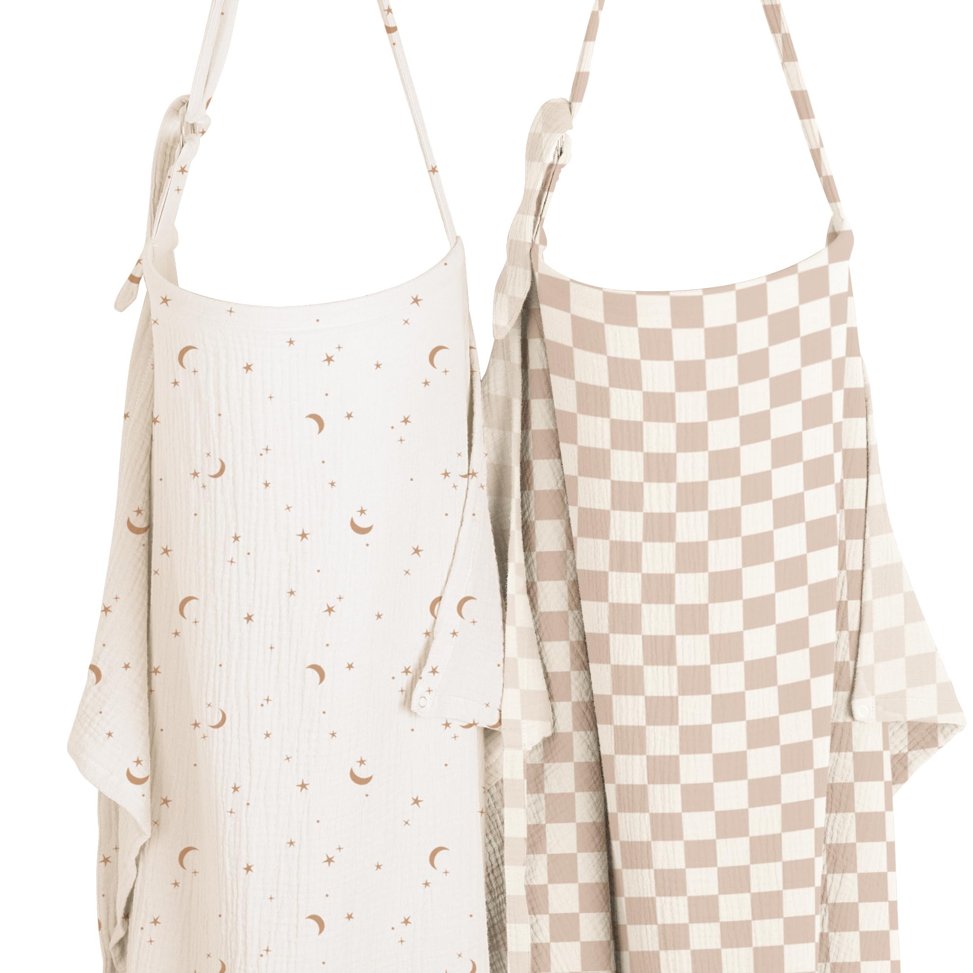 Konssy Paquete de 2 cubiertas de muselina para madres lactantes con aro rígido, 100% algodón, ligero y transpirable, ajustable y cómodo