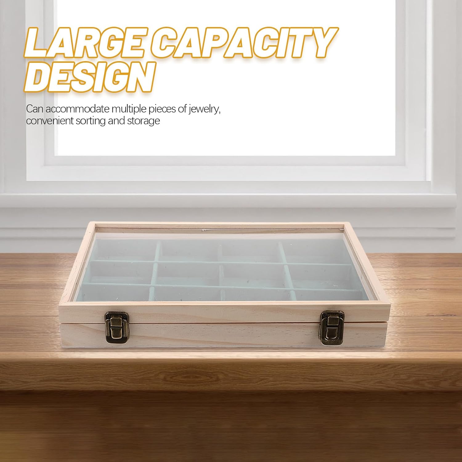 Jewelry Storage Container Box with Lid, Green Cotton Cloth image 5