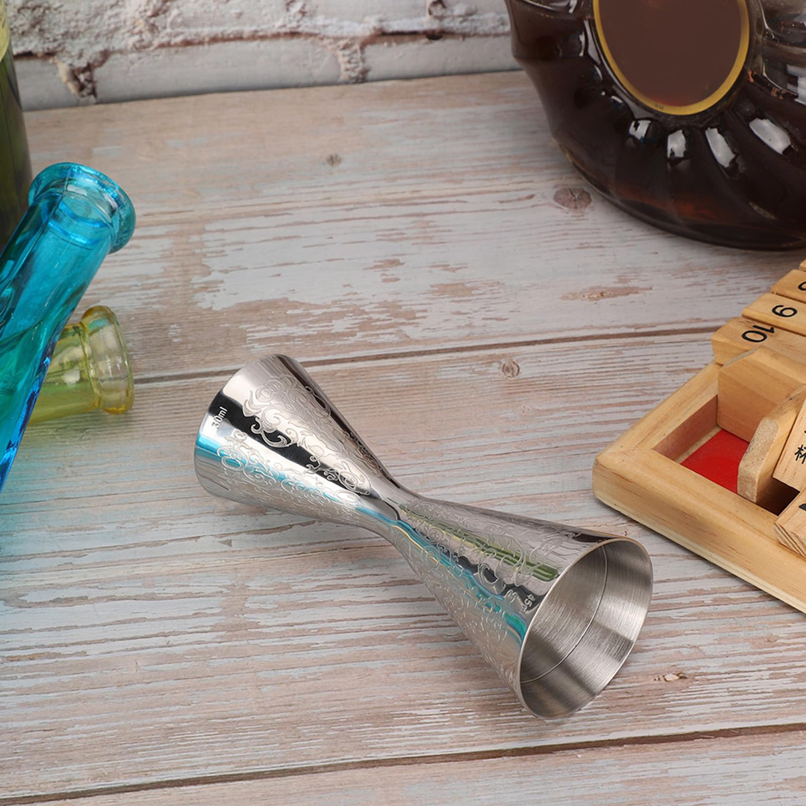 Misurino in vetro, bicchieri dosatori, Jigger da 30 ml 45 ml, Jigger Bar Craft in acciaio inossidabile 304 Doppi misurini, Bevande da barista professionale Misurino Accessori da cocktail for bar di ca