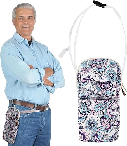 Funda para tubo de nefrostomía y bolsa de drenaje con correa ajustable para la cintura y cubierta de tubo de catéter para nefrostomía (Blanco azul)