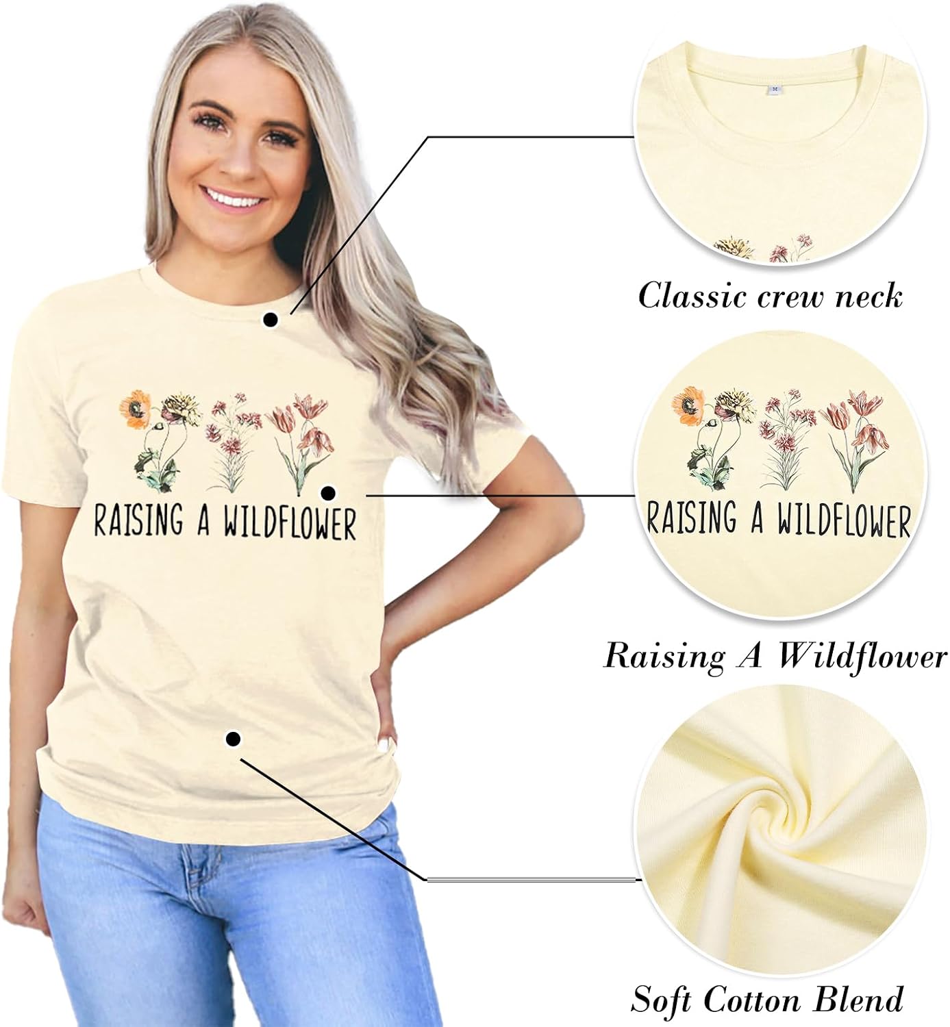 LOTUCY Raising A Wildflower Shirt Mom Toddler Matching Tshirt Mommy and Me Matching Tee Mother Daughter Son Mama Mini Outfit