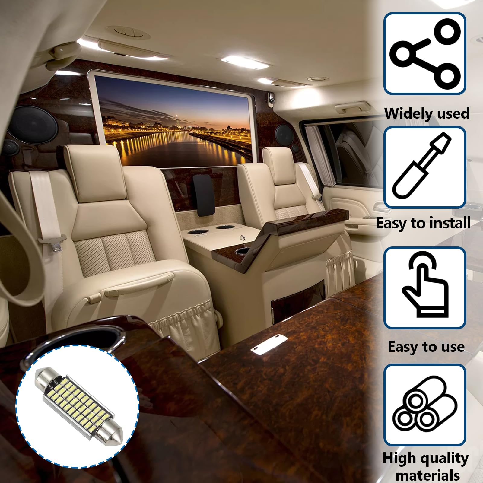 10 pièces T10 W5W ampoule LED pour intérieur de voiture dôme lecture cartes boîte à gants porte cofe plaque d'immatriculation lumières 12V 3030-2SMD 7000K blanc
