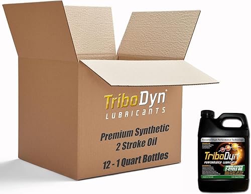 TriboDyn Aceite de motor prémium de dos tiempos con revestimiento cerámico - API TC JASO FB TC-W3 ISO-EGD - Caja de 12 cuartos de galón