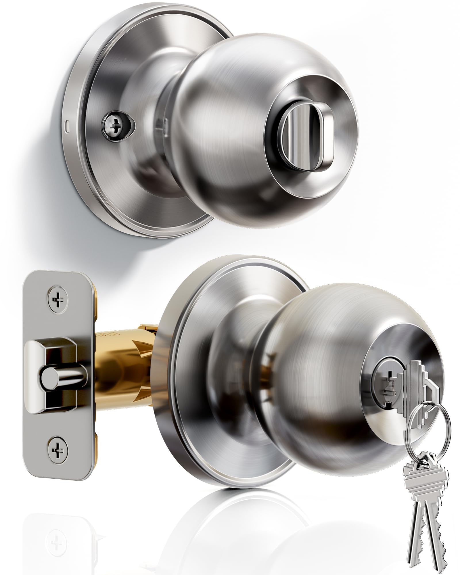 Veise 3-Pack Keyed Alike Entry Door Knobs - Satin Nickel -19