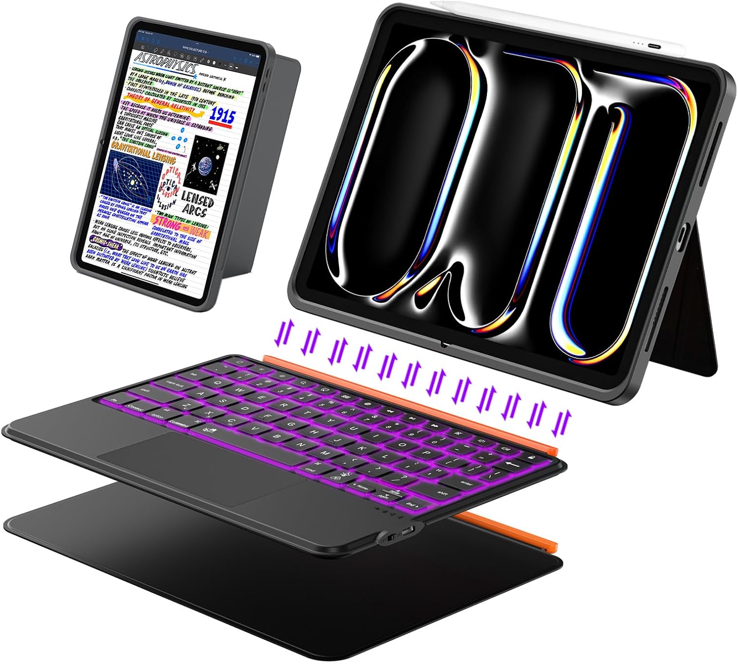 iPad Pro 13 inch Case with Keyboard (M5 2025, M4 2024), Flex Magnetic Detachable Backlit Keyboard Case, Larger Multi-Trackpad, Landscape/Portrait, 160° Adjustable Stand, Slim Protective Case (Black)