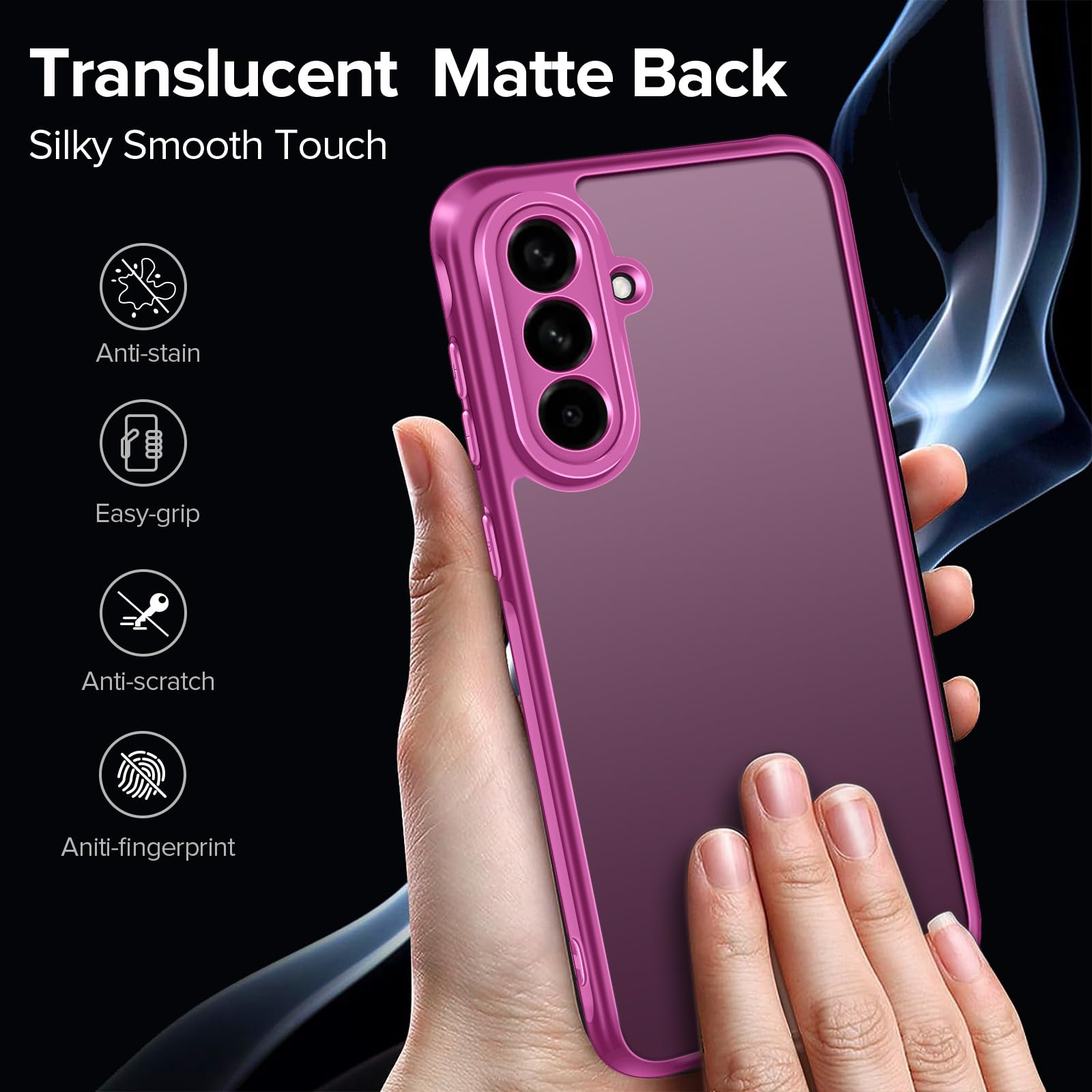 iVoler Cover Opaca per Samsung Galaxy A56 5G con 2 Pezzi Vetro Temperato, [Antiurto di Grado Militare] [Protezione Della Fotocamera] Custodia Traslucida Posteriore Sottile Anti-Impronte Case, Rosa