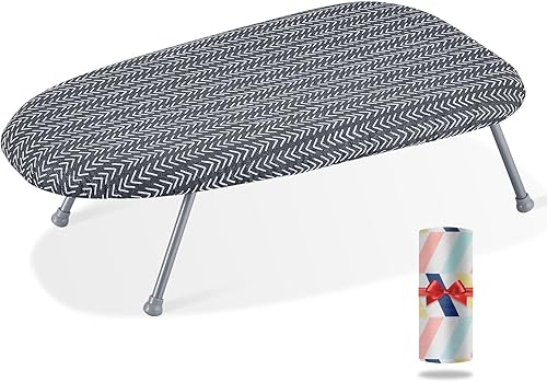 VEVOR Tabla de planchar de mesa de 23.4 x 14.4 pulgadas, pequeña tabla de planchar con cubierta resistente al calor y cubierta 100% algodón, mini
