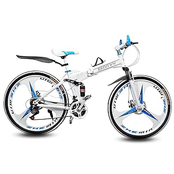 QUESEC Kai Bikes X6 Series BM Cycle 21 Gear Carbon Steel Foldable Cycle with Dual Suspension - White (Unisex)