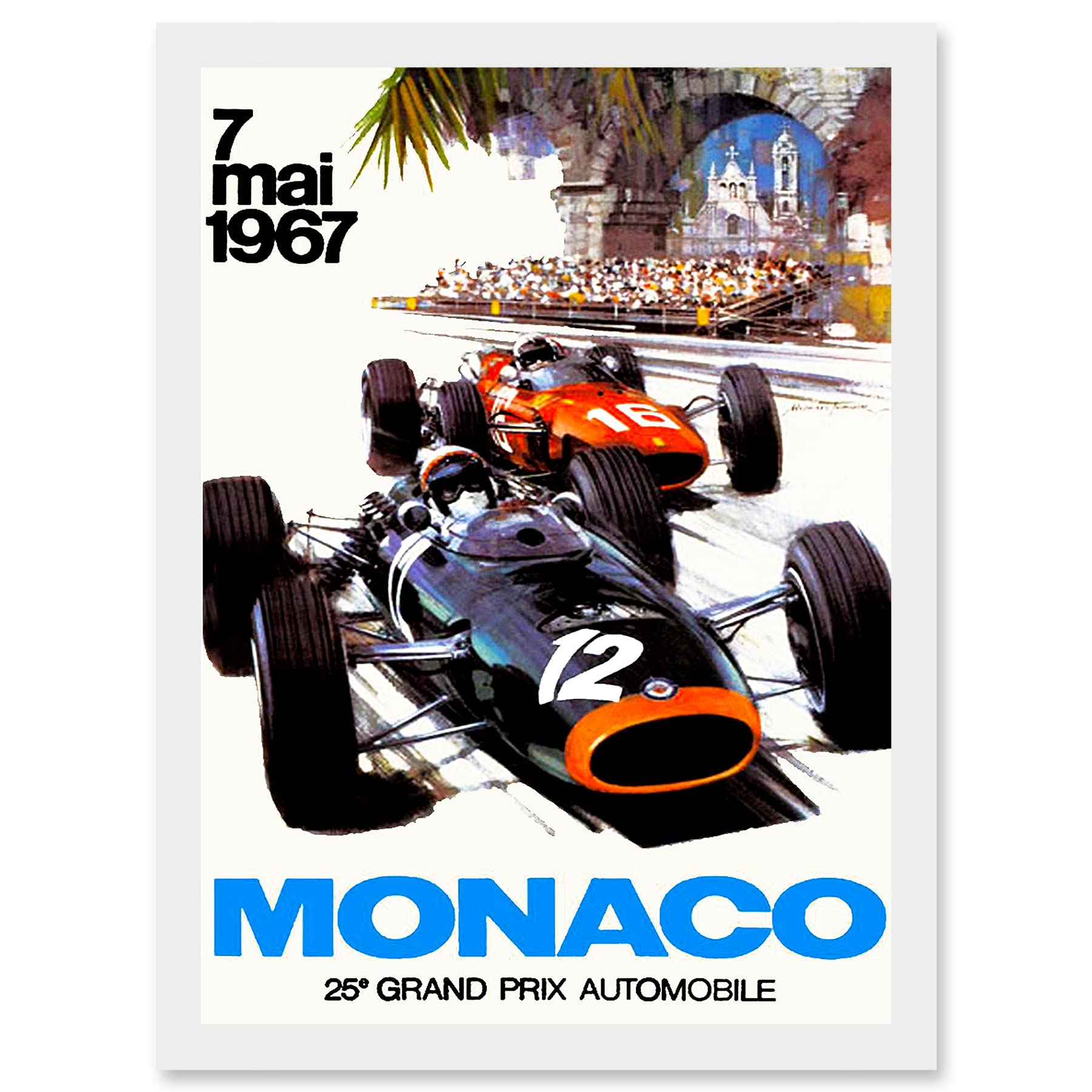 Artery8 Transport Monaco 25 Grand Prix Automobile 1967 Race A4 Artwork Framed Wall Art Print