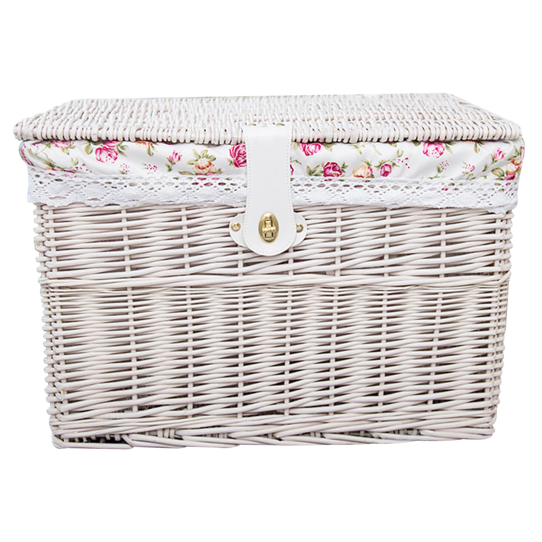 Boîte de rangement osier avec couvercle et malle de rangement verrouillable