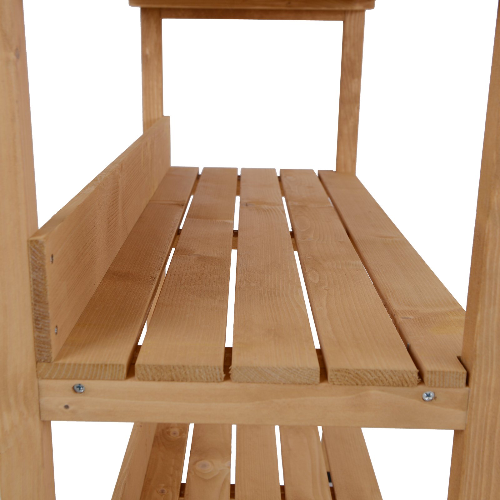 Outsunny Pflanztisch Gärtnertisch Blumentisch mit Metall Arbeitsfläche Garten Holz Natur 76 x 37 x 89 cm