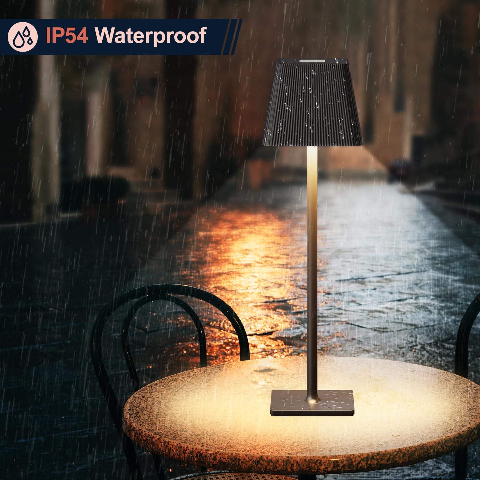 Nulmvic Lampada da Tavolo Senza Fili Ricaricabile - 5200mAh Lampada LED Dimmable Touch Control 3 Temperatura Colore - Materiale Metallico IP54 Impermeabile per Interno Esterno Camera Bar (Nero)