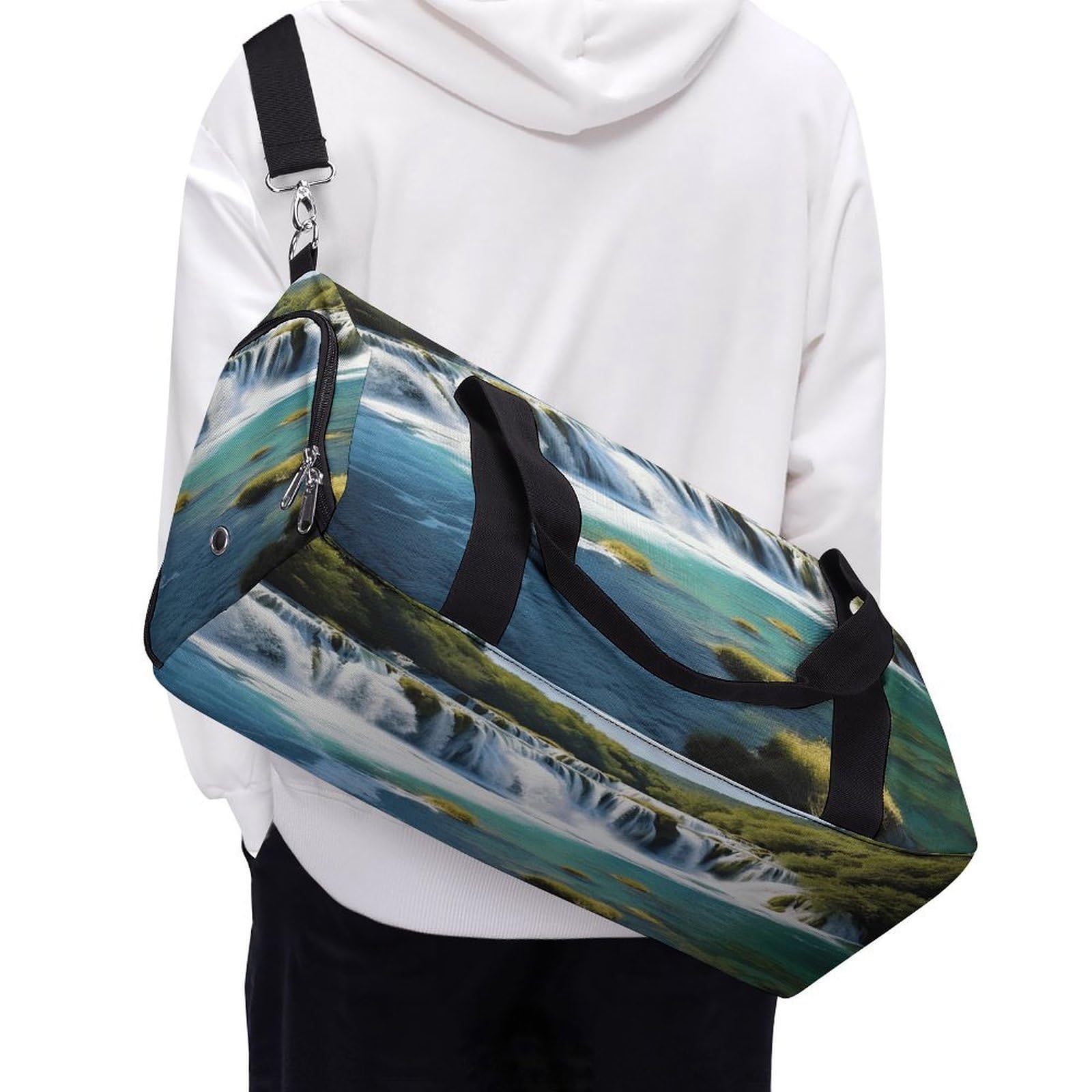 Turnbeutel für Damen und Herren, Wasserfälle auf dem Fluss Krka, wiederverwendbar, Turnbeutel mit Schuhfach, Stil, Einheitsgröße, modern, Stil:, Einheitsgröße, Modern