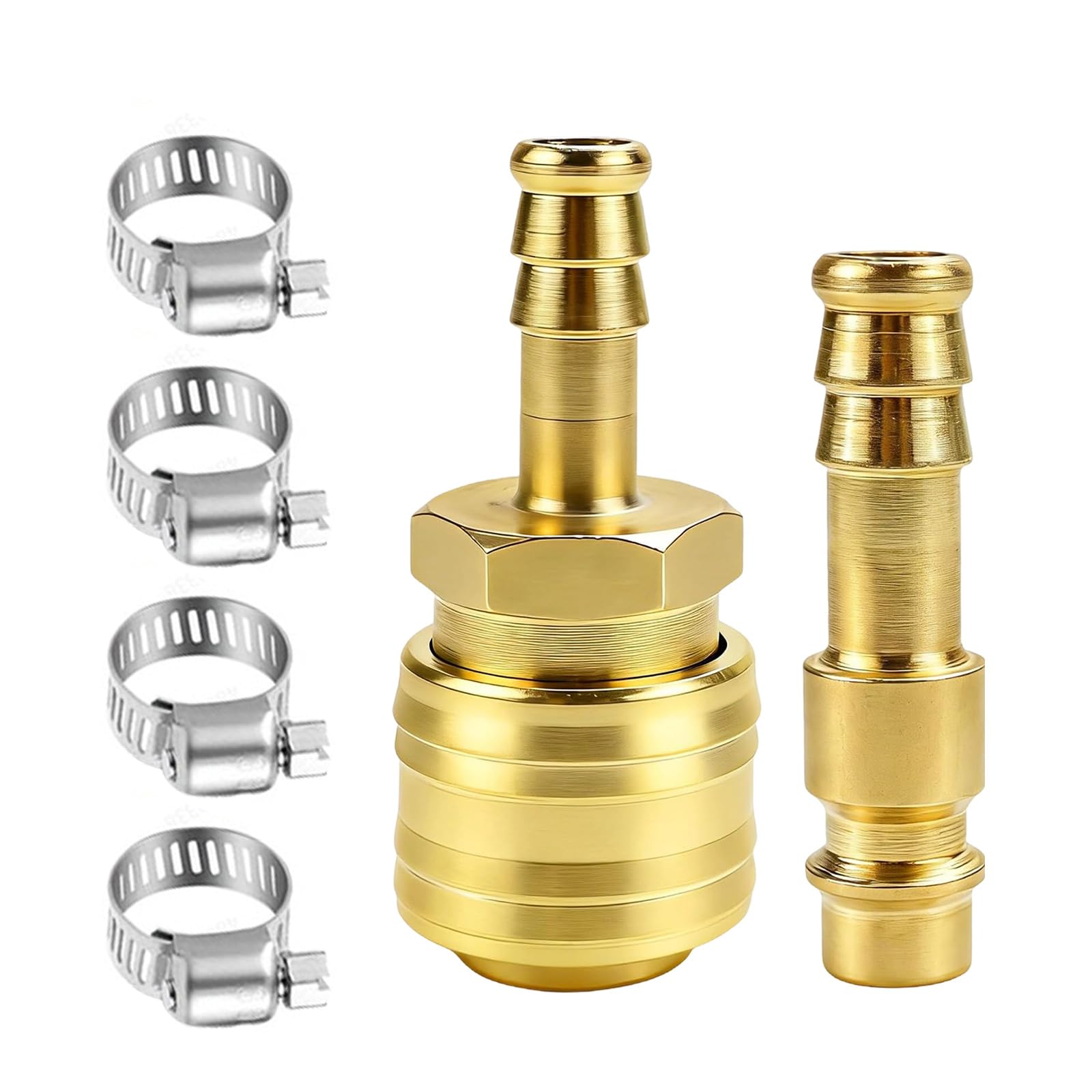 8mm / 10mm Copper Air Compressor Coupling Quick Connection with 4 Hose Clamps for Secure Leakproof Connection Workshop Portable Air Structure Link
