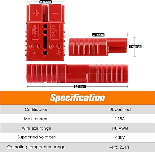 Miniatura 2 de 2 conectores rápidos de batería de calibre 4 de 175 amperios con asa, enchufe de cable de puente conectardesconectar para cabrestante de