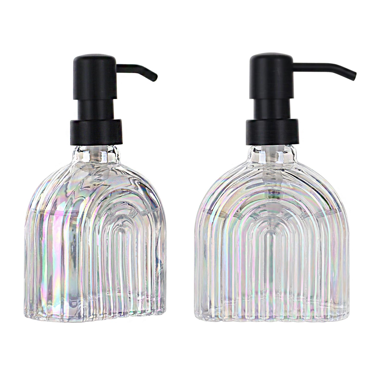 Photo 1 of 2 Pack Glass Soap Dispenser Bathroom, 9 Oz Kitchen Soap Dispenser, Refillable Liquid Modern Soap Dispenser for Hand Soap, Lotion Dispensers Bottle - Home, Commercial Countertop Decor. (Colorful)