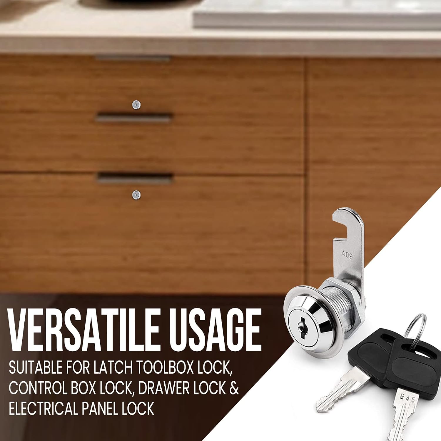 Westway Locks 12/19" cabinet Lock with Keys – Premium Lock with 8 Keys – Non-Key Retaining Function – Suitable for Latch Toolbox Lock, Control Box Lock, Drawer lock & Electrical Panel Lock (Pack of 4)