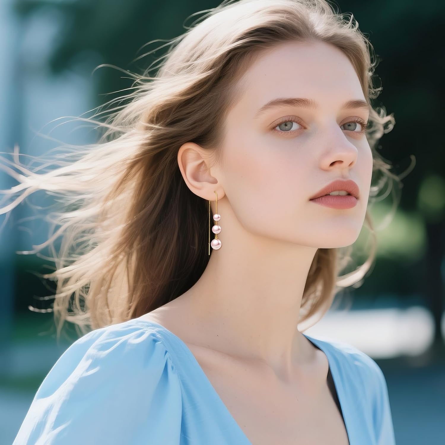 KECHO 10K/14K/18K Gold Freshwater Pink/Black/White Pearl/Turquoise/Onyx/Opal Earrings, Dainty Pearl Earrings for Women, Hypoallergenic Elegant Jewelry Gift for Her