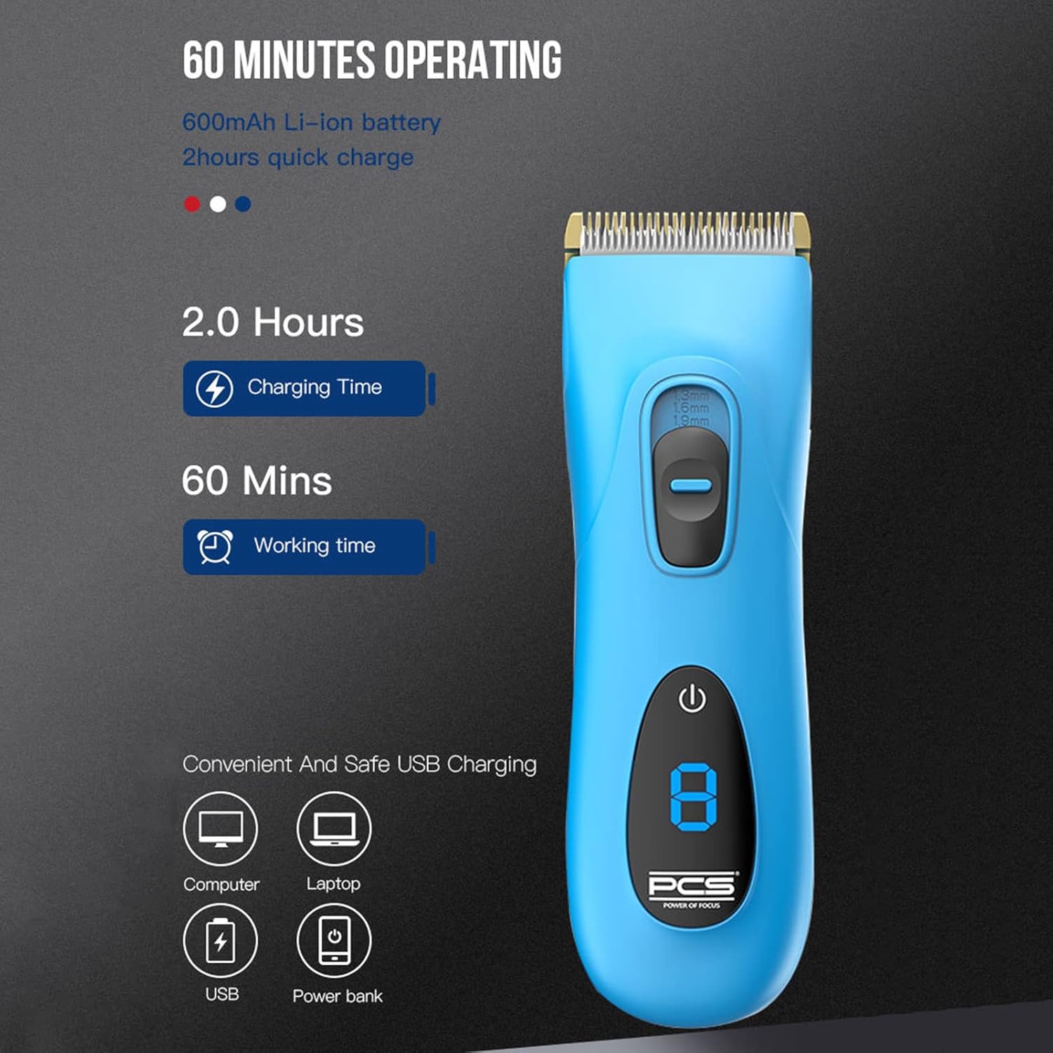 Dog Clippers Professional for Grooming with Ceramic Blade, Rechargeable Pet Hair Thick Coat Clipper Low Noise for Small Large Dogs Cats