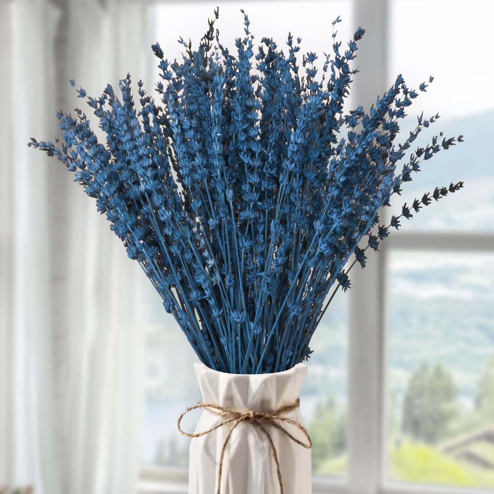 Glicrili Dried Blue Lavender Flowers Bundle-Dried Preserved Lavender Bouquet 180+ Stems 15''-17" for Home Wedding Shower Vase Décor, Aromatherapy, Fragrance, Blue Décor , 2 Packs Live Plant