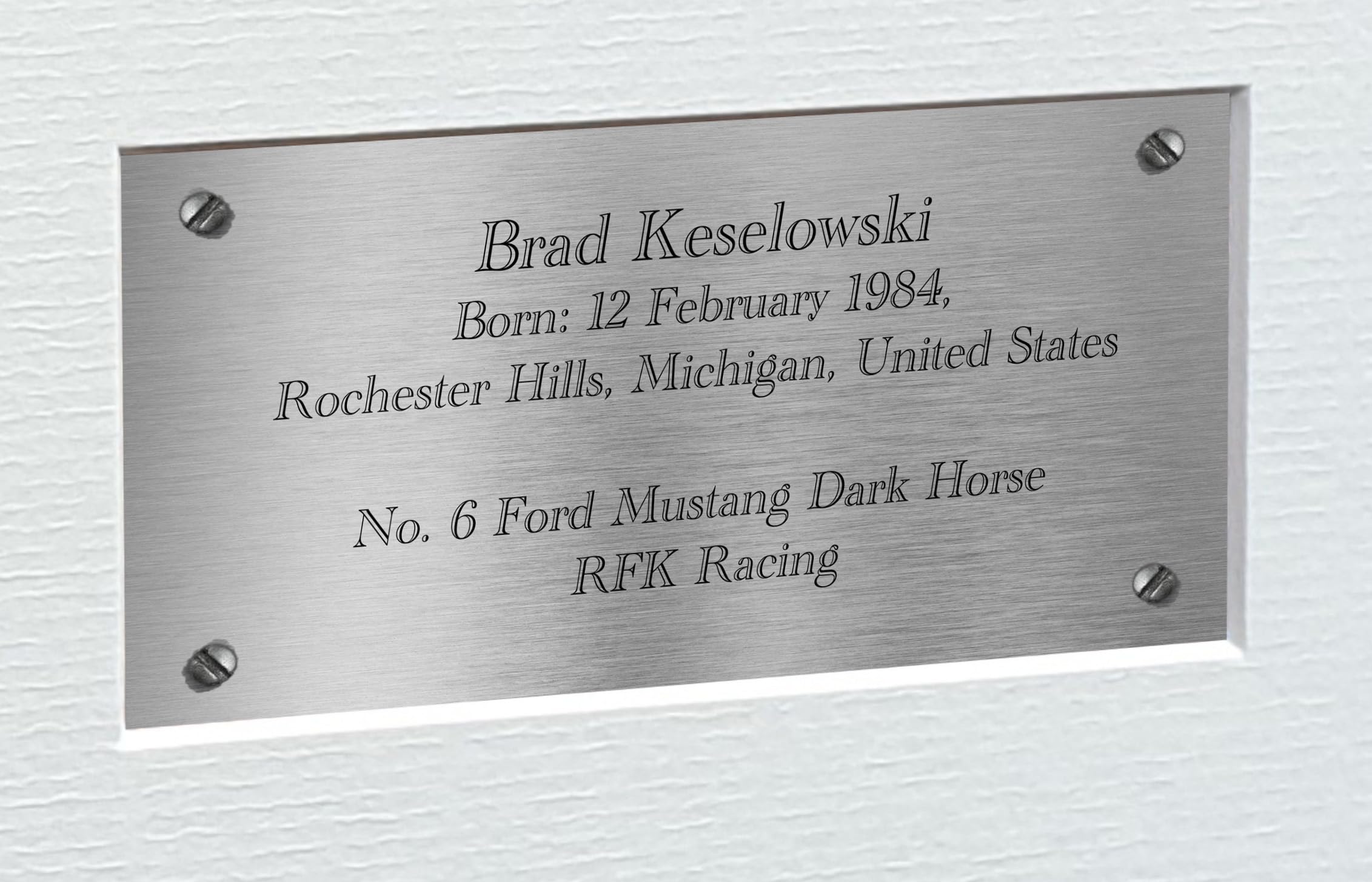 12x8 A4 Brad Keselowski 2024 NASCAR Cup Series No. 6 Ford Mustang Dark Horse for RFK Racing Signed Autographed Signature Photo Photograph Picture Frame Poster Celebration Gift Triple S