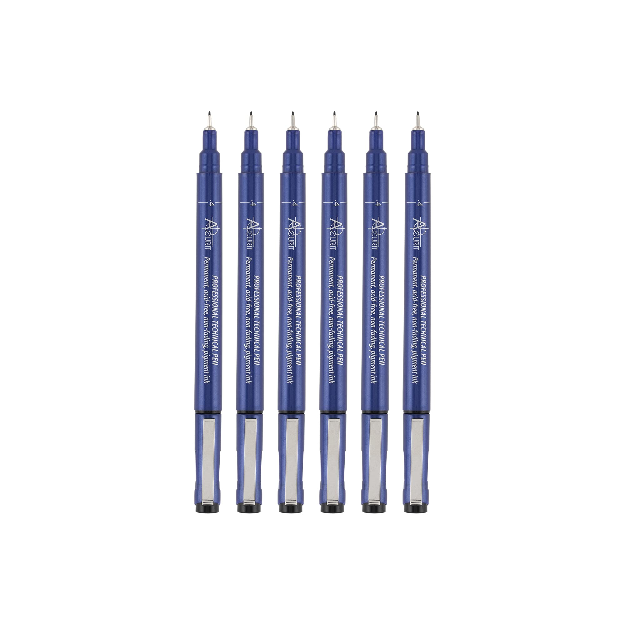 Acurit0.40mm Fine Point Technical Drawing Pens, Black Ink for Artists, Architects, Engineers, Small Nibs Acid Free Non Fading Pigment Pens - 6 Pack