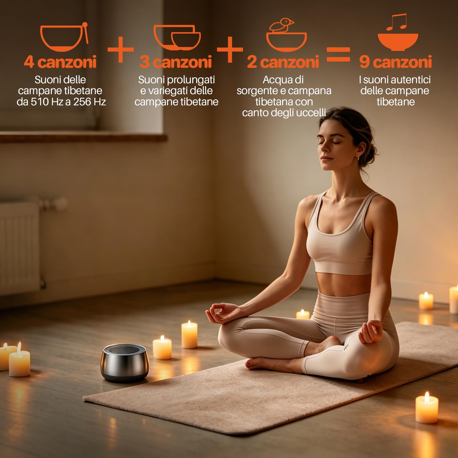 FUNYKICH Campana Tibetana Elettronica,9 Suoni,con Funzioni di Timer/Memoria | Suoni Campane Tibetane con 28 Livelli di Volume,Ricaricabile,Custodia Inclusa per Casa, Yoga e Viaggio