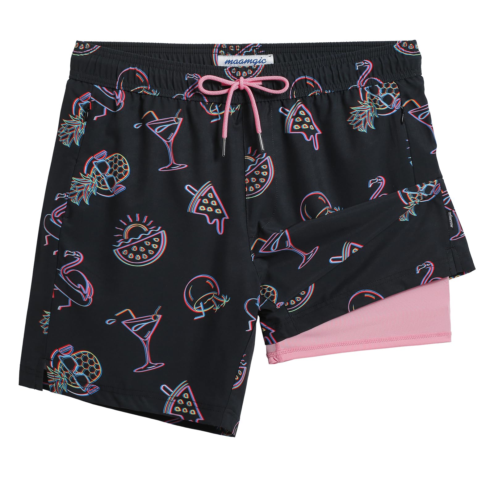 maamgic 2 in 1 Mens Swim Trunks 7 Inch Swim Shorts Swim Suits Board Shorts