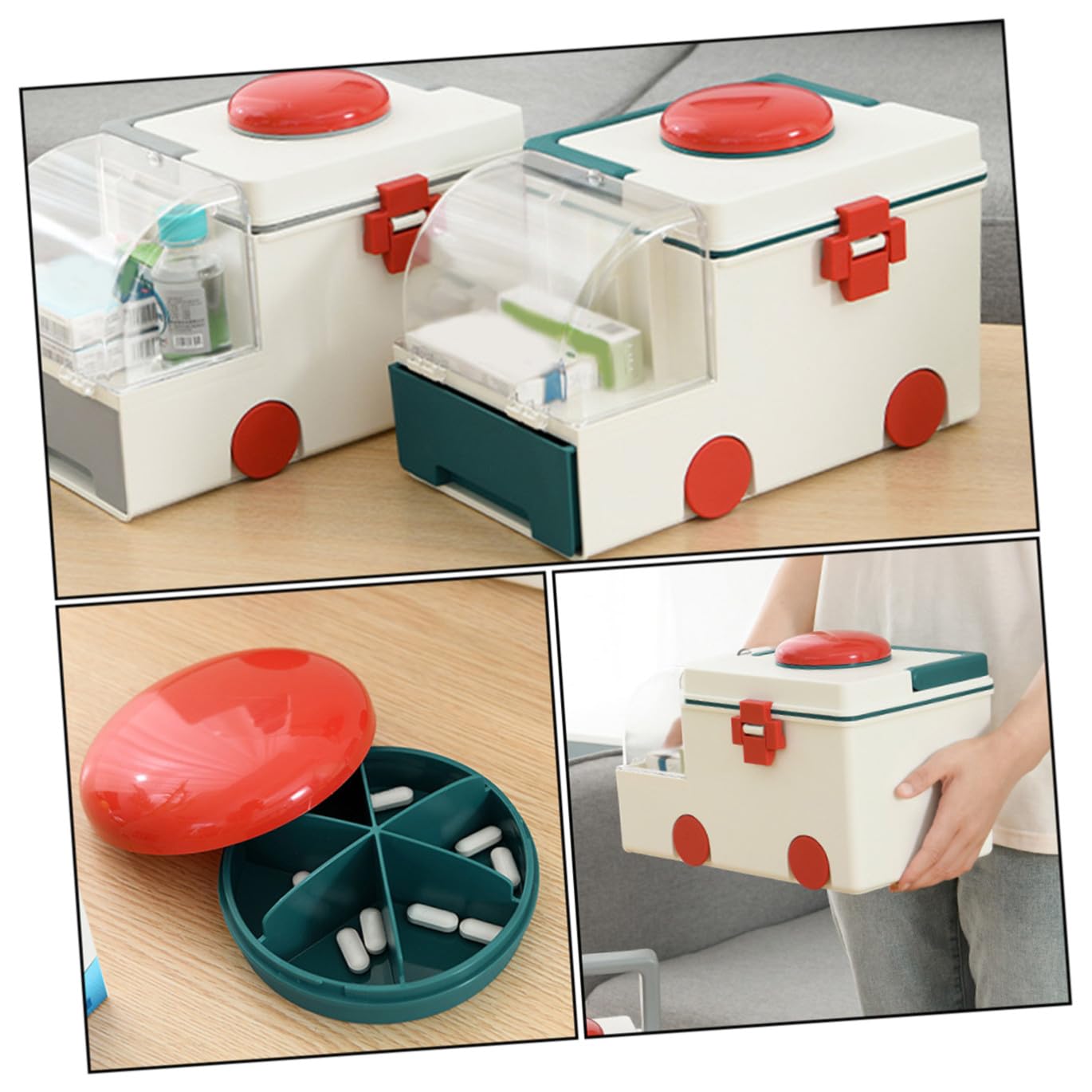NOLITOY Botiquín Médico De Emergencia Caja De Primeros Auxilios Hogar Contenedor Médico Capacidad De Almacenamiento Para Guardar Medicamentos Domésticos y Suministros De Emergencia