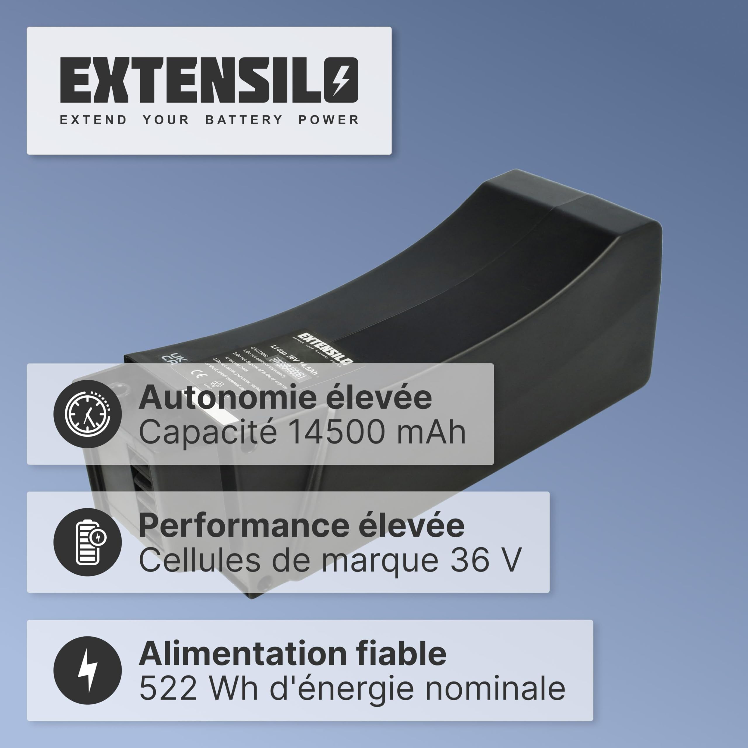 Batterie Compatible avec Kalkhoff Pro Connect i8 HS 8-G Nexus vélo électrique (14,5Ah, 36V, Li-ION) - Noir
