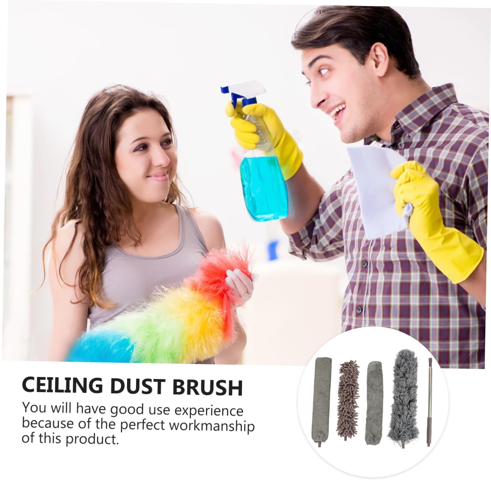 Gogogmee Ceiling Cleaner Duster Set Extendable Brush for Ceiling Fans Reusable Dusting Kit