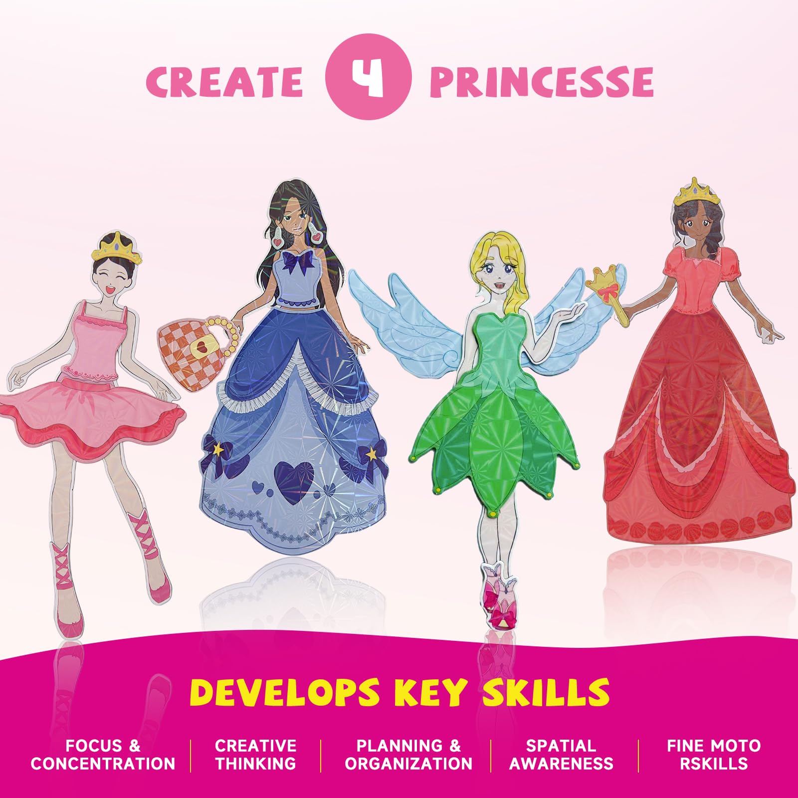 Muñecas magnéticas de vestir para niñas, kits de disfraces magnéticos de princesa, juguetes magnéticos de viaje, viaje por carretera, coche, actividades de juegos de avión para niños, regalos