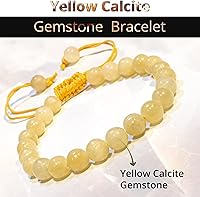 Vista 113 de Adjustable Crystal Bracelet – Gemstone Bead Bracelet with Adjustable Macrame String – Chic Gemstone Bracelet for Men and Women – 8mm Round Healing